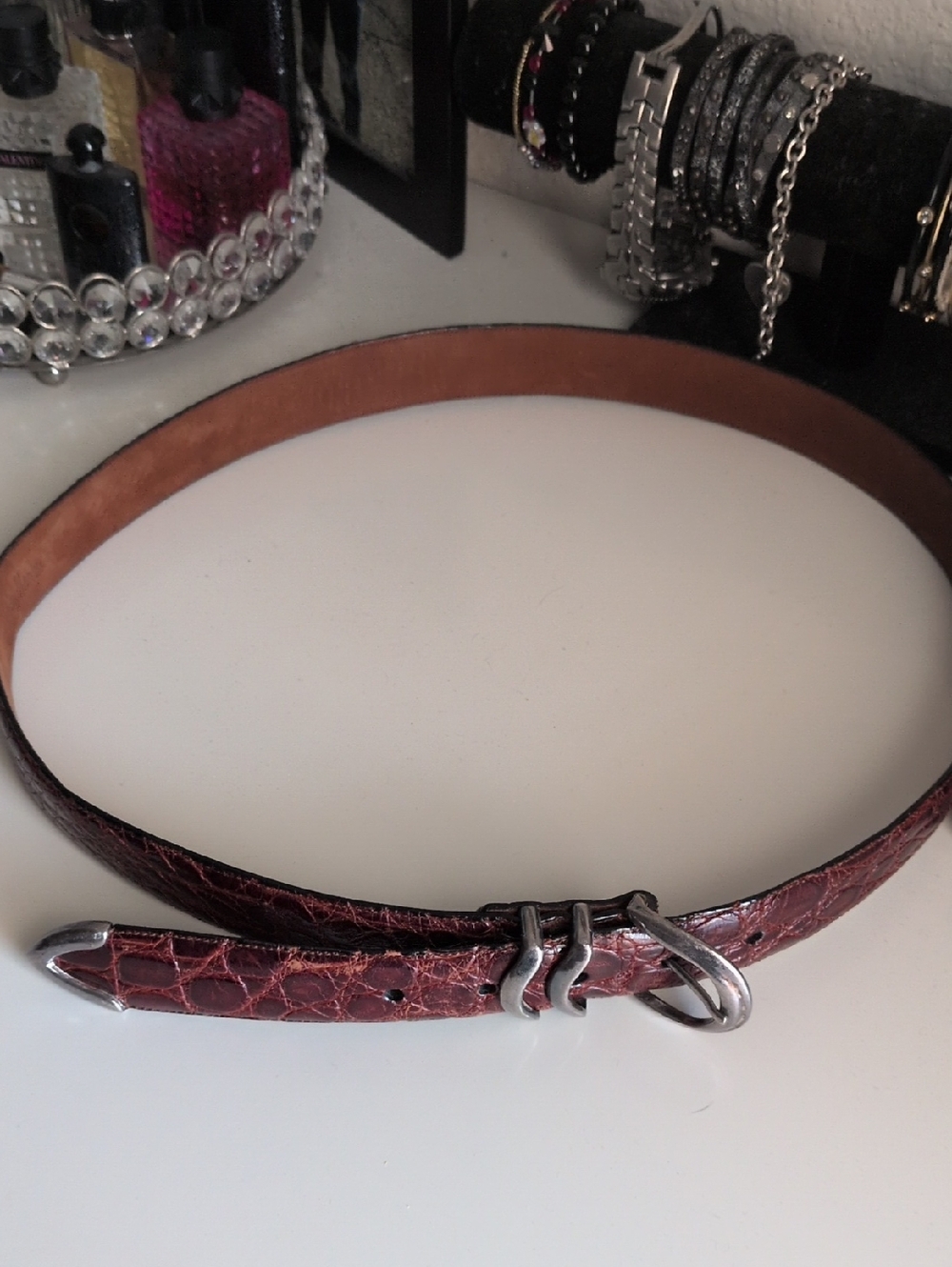 Brown Crocodile Leather Belt